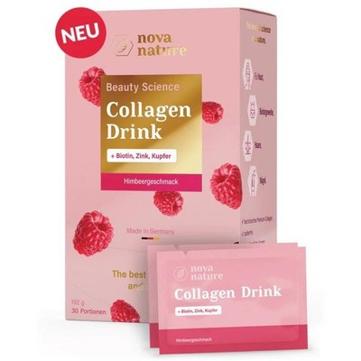 208,28  / kg | Nova Nature Collagen Drink Himbeere, 30 Portionen, 192g Packung