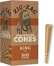 ZIG-ZAG Pre Rolled Cones Unbleached King Size Rolling Papers 800 Count Box