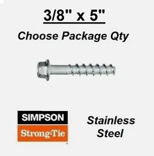 3/8" x 5" Stainless Steel THD37500H4SS Titen HD Heavy Duty Concrete Screw Anchor