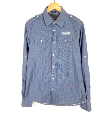 Chemise homme SCOTCH & SODA taille M coupe régulière bleu rayé col écarté tissé - Photo 1/4
