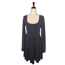Free People Sparkle Deep Scoop Neck Back Mini Skater Dress Womens L? No Size Tag