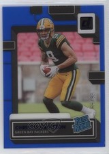 2022 Panini Clearly Donruss Rated Rookie Blue 66/99 Christian Watson #69 0j7s