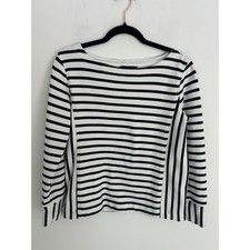 Banana Republic Womens Navy White Striped Boat Neck 100 Cotton Sweatshirt Top M