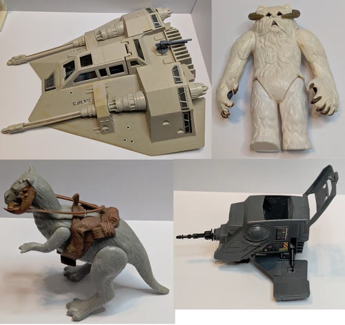 Vintage Star Wars: ESB Vehicle/Creature Lot (1980): Wampa, Tauntaun, Snowspeeder