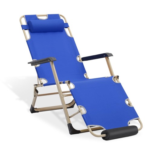 Folding Reclining Patio Chair, 3-Position Patio Lounger Folding Chair with Fo...