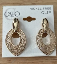 New Cato Goldtone Dangle Clip On Earrings 1.5 In Length