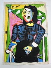 Pablo Picasso COA Art Painting Original Drawing Vintage Paper Signed