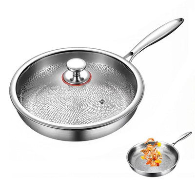 Bratpfanne aus reinem Titan unbeschichtet mit Deckel 30 cm Gas Induktion