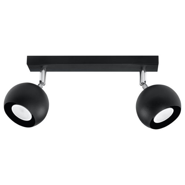 Plafonnier acier noir GU10 2 Oculare au design minimaliste et épuré