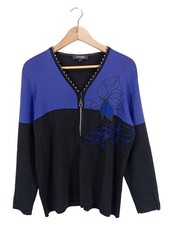 FUTURA MODA Feinstrickpullover Damen Pullover Gr. DE 36 blau-schwarz Casual-Look