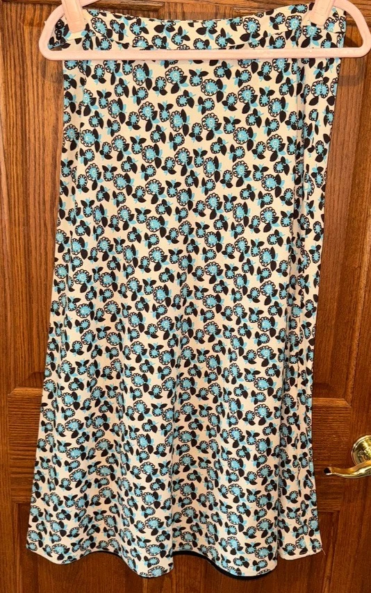 M A R N I  Italy Marni size EU 44 US Medium Cream Blue Brown Floral Midi Skirt - Image 2 of 4