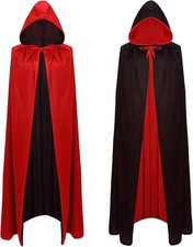 Halloween Hooded Cape Cloak Unisex Vampire Witch Cosplay Costume Accessory
