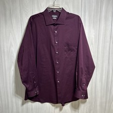 Van Heusen Men  s Flex Regular Fit Button Down Plum Size 17 1/2