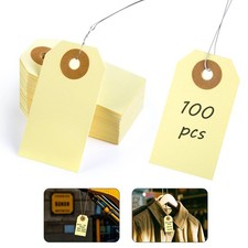 100 PCS Pricing Tags with String, Blank Labeling Tag with Reinforced Hole and...