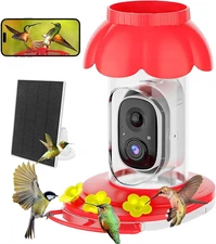 Hummingbird Feeder with Camera, Smart Hummingbird Feeder Camera Solar Powered wi