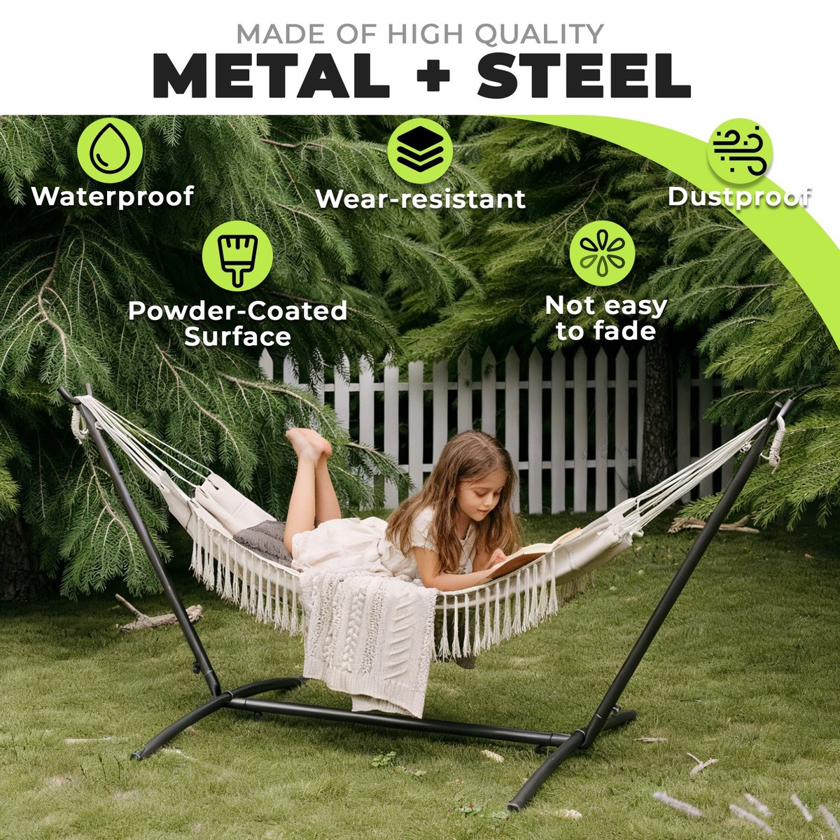 Steel Hammock Stand 450 lbs Hammock Frame Fits 10-13 ft Hammocks
