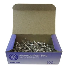1/2" Aluminum Push Pins 100/Box