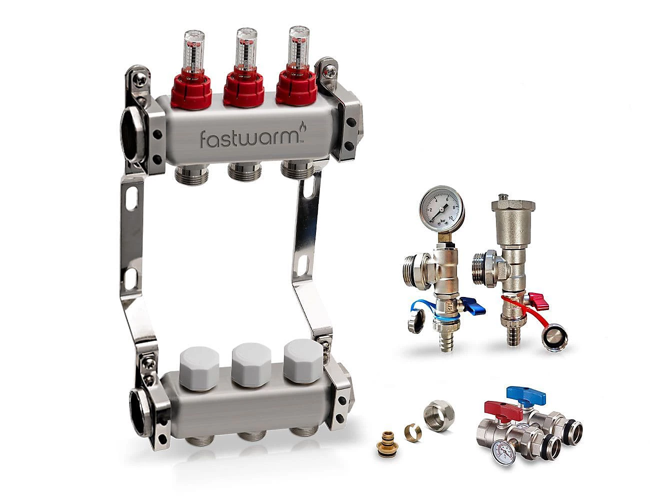 Fastwarm 3 Port Manifold with Isolation + Fill/Drain Valves