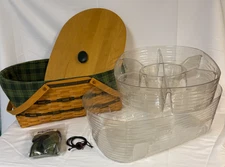 Longaberger Traditions 1999 Generosity Basket Lid 2 Protectors Fabric Liner Tie