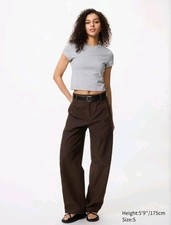 UNIQLO Womens Jersey Barrel Pants Brown M