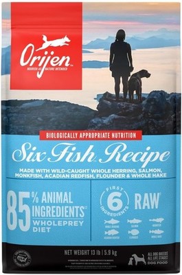 ORIJEN Six Fish Dry Dog Food, Grain Free and 13 Pound (Pack of 1), Blue 