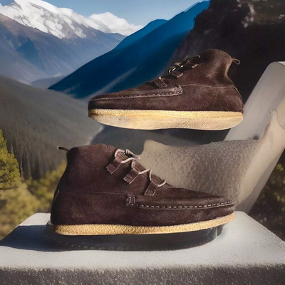 GUCCI SUEDE-WALLABEE DESERT BOOTS DARK-BROWN/w GUM SOLES MENS SIZE 42 / 8 US