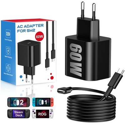 60W Netzteil USB C Ladegerät für Nintendo Switch 2/OLED/Lite,Telefone, Tablets