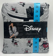 Women's Size 2X Disney Mickey Mouse 2-Piece Lounge Set Soft & Cozy Pajamas