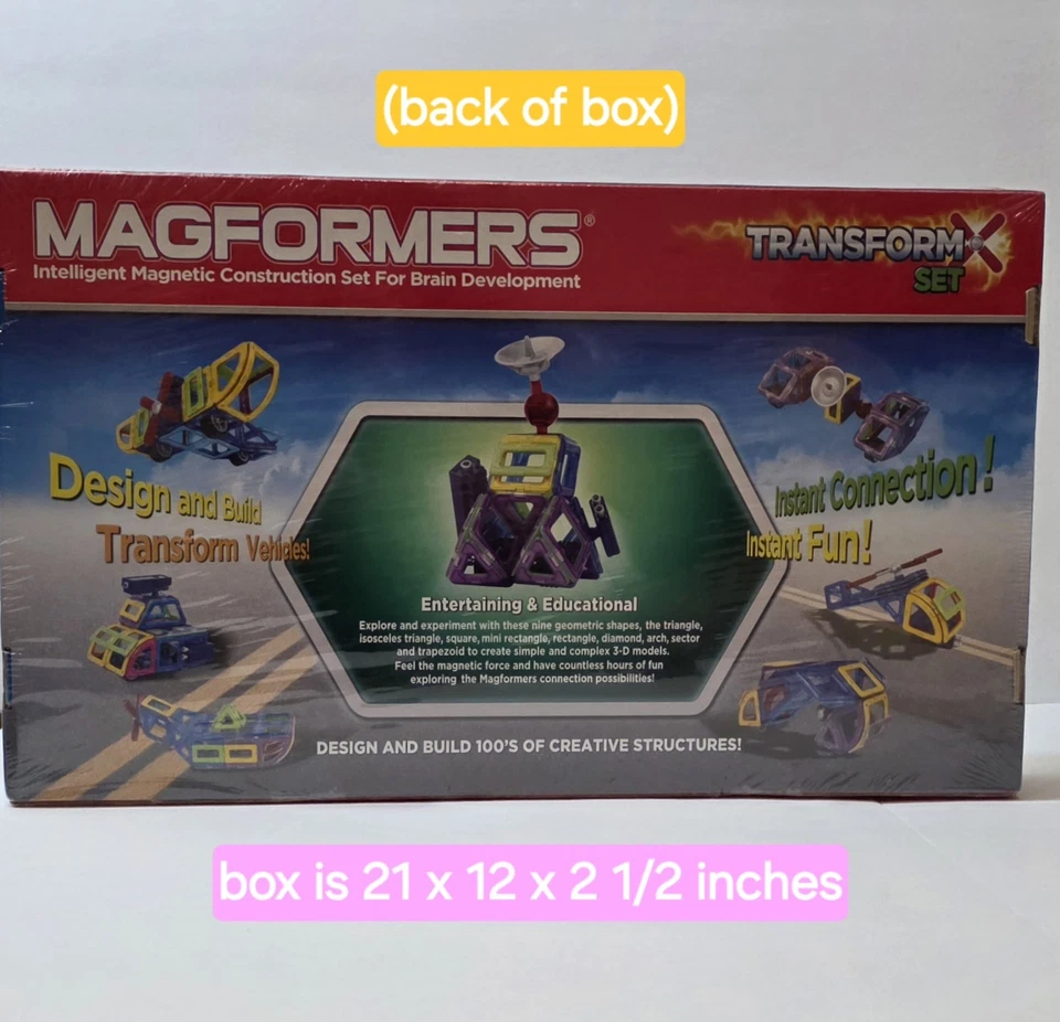 NEW 54 Piece Magformers Transform X Magnetic Design Build Vehicles Sealed - Image 2 of 2