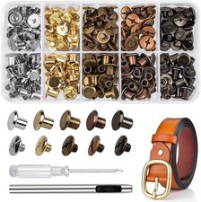 100 Sets Chicago Screws Rivets 7/20" 5 Colors for DIY Leather Craft Belt Repair