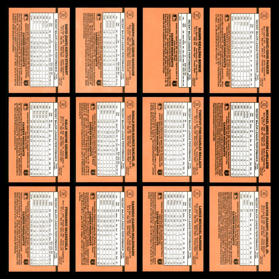 Lote de 12 tarjetas de béisbol 1990 Donruss Learning Series Dave Stewart Athletics EX MLB Foto 2 de 4