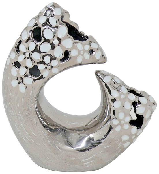 "Vase Keramik-Serie \"Emilia\" Silber Mit Weissen BlüTen Blumenvase Dekoration"-image