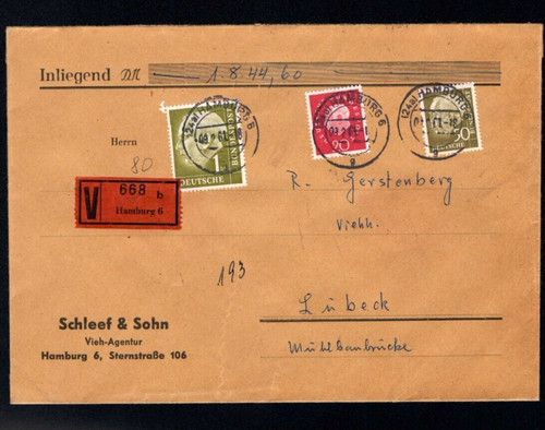 FRG 1961 - Rare Letter of Value, Heuss Postage (a2760)