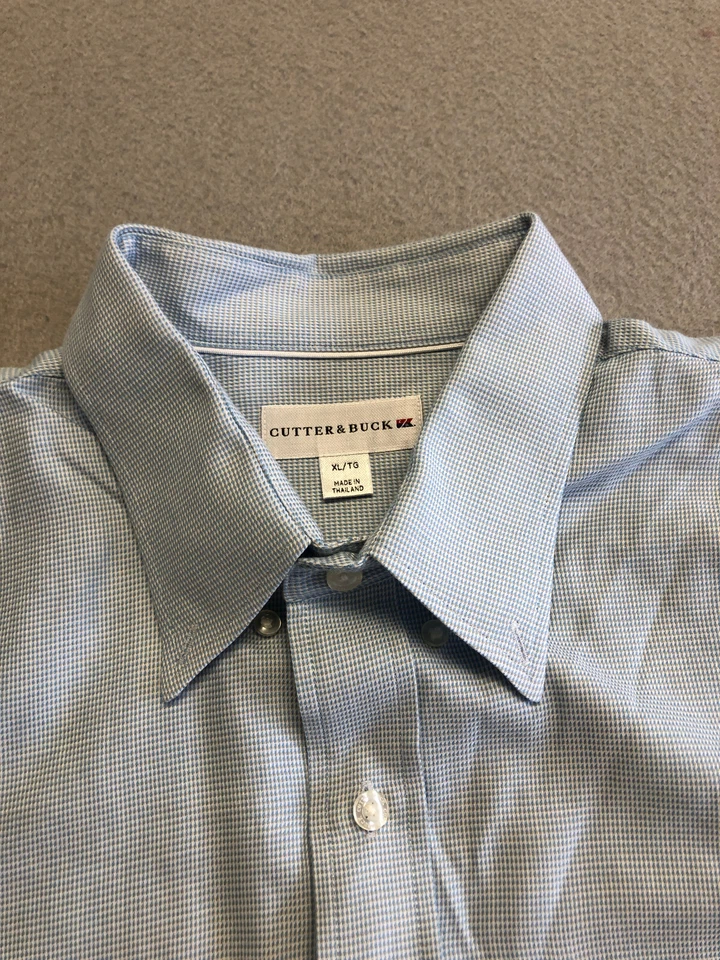 Camisa Cutter & Buck Para Hombre Extra Grande Azul Estampado Cuello SS Abotonada Foto 2 de 4