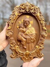Modern handmade art Saint Anthony wall wood personalized housewarming gift