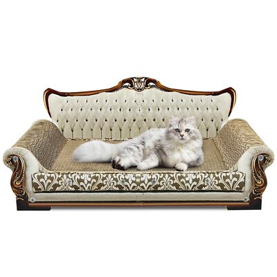 Grey Luxury Cardboard Cat Scratcher Sofa Bed Couch Shaped Board with Catnip