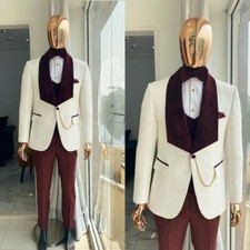 Formal Men's Tuxedo Suits Shawl Lapel Fall Winter Warm Blazer Wedding 2 Pcs