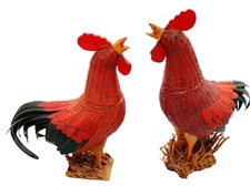 Chicken Wicker Baskets-Rattan Storage Box Farm Red Country Kitchen Decor