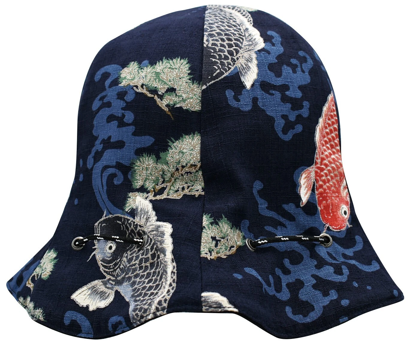 Japanese Pattern Reversible Foldable Cotton Bucket Hat by Ripple Carp Koi NEW