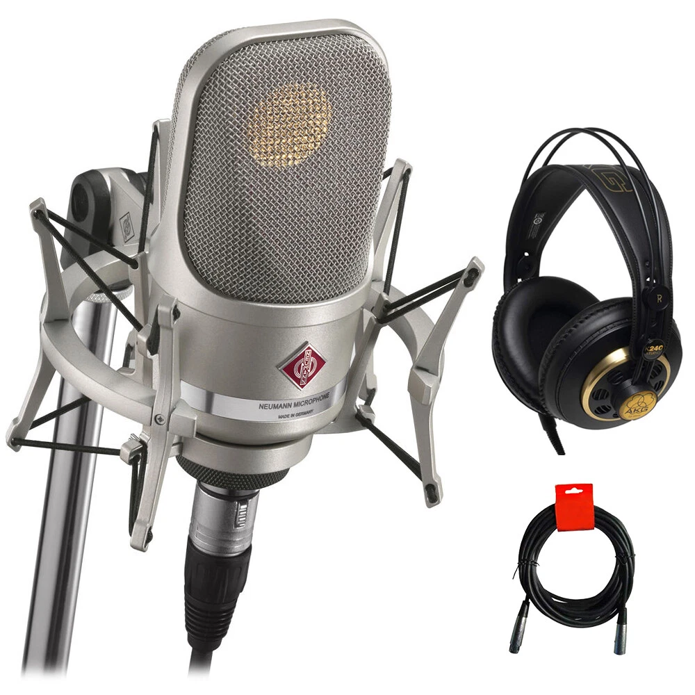 Neumann TLM 107 Studio Set Microphone Nickel w AKG K240 Headphone XLR Cable