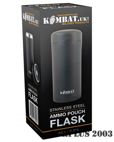 AMMO POUCH THERMAL FLASK - Stainless Steel Insulated Travel Army Mug Black 330ml - Picture 2 of 2