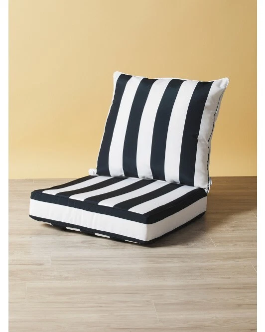 Black Villa Stripe Chair Cushion by World Market