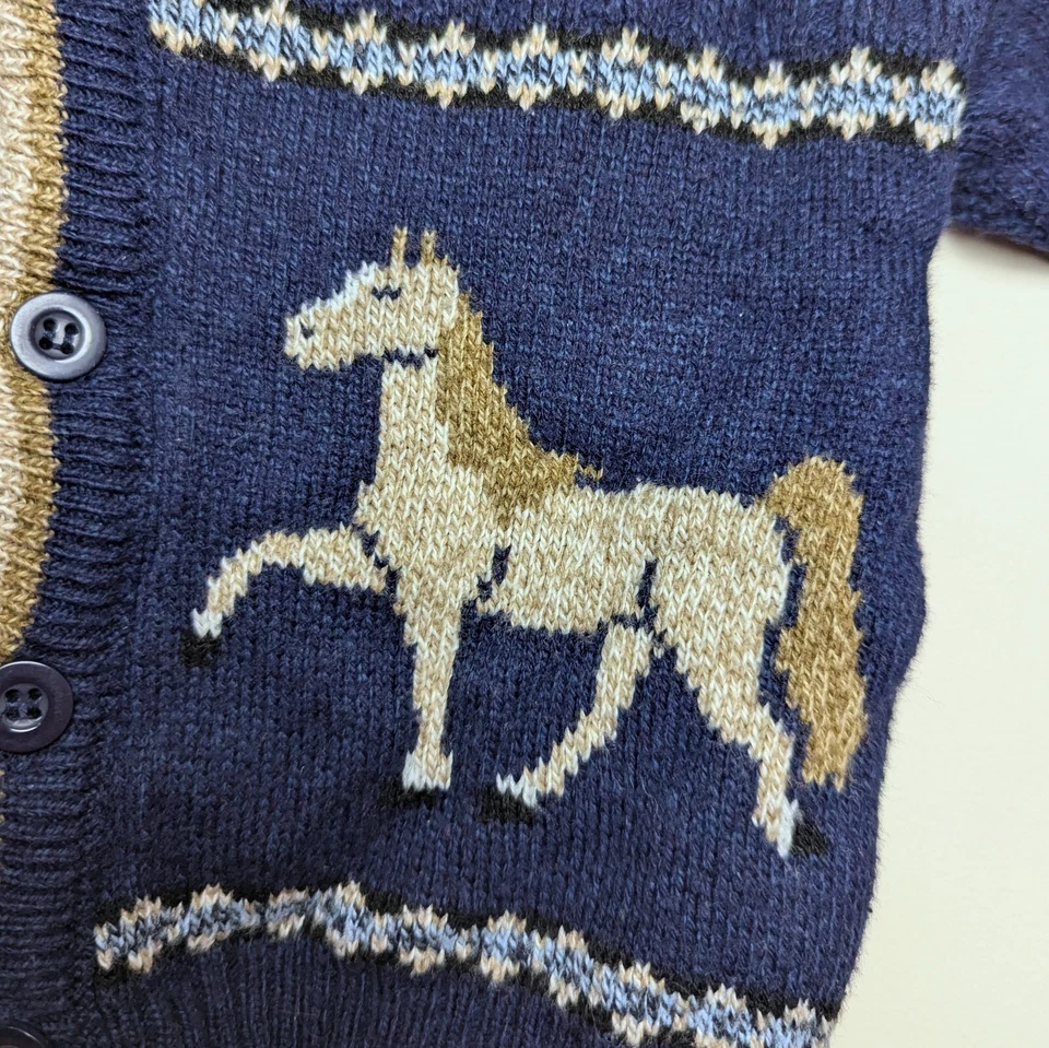 Cárdigan Suéter Tejido Vintage Años 90 TKS Basics Caballo 🐎 Niño Pequeño Talla 4T Foto 3 de 4