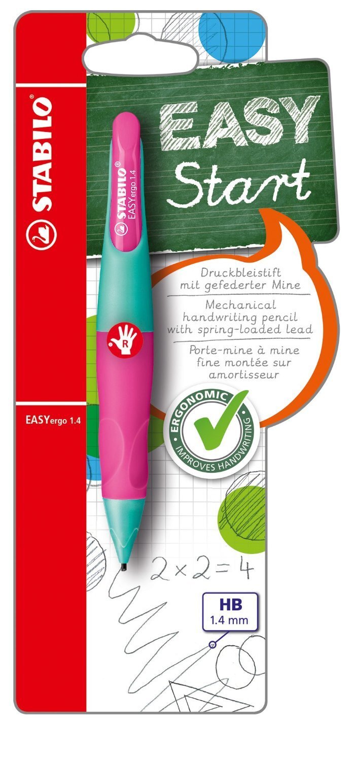 Handwriting Pencil - STABILO EASYergo 1.4 - Right Handed - Turquoise/Neon Pink t