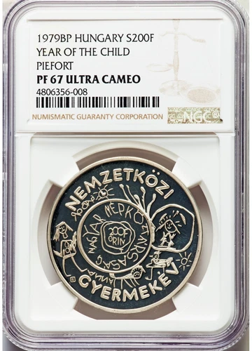 1979 Hungary 200 Forint Silver Proof Year of the Child - NGC PF 67 UC LOW POP!