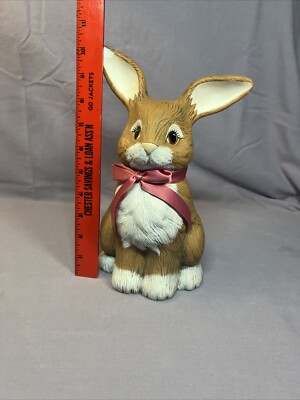 Vintage Hand Painted Ceramic Bunny Rabbit Brown White | eBay