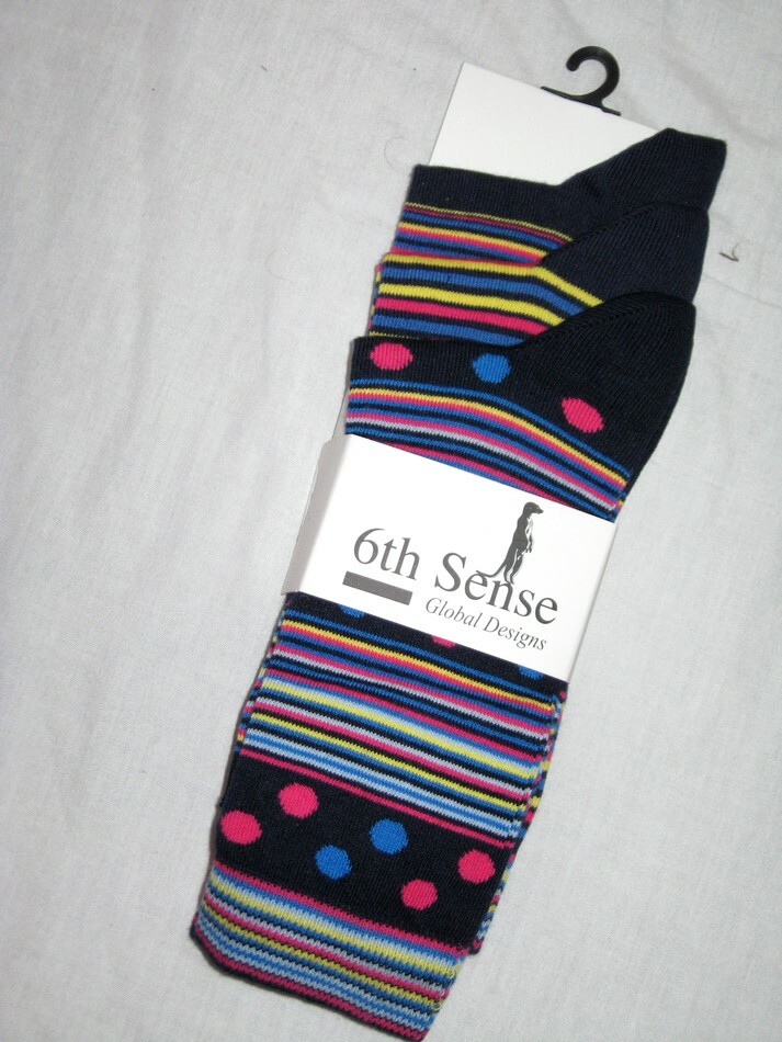 6TH SENSE  Global Design Cotton Rich Striped Socks  3 Pairs   7 - 11