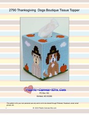 Thanksgiving Dogs Boutique Tissue Topper- Plastic Canvas Pattern or Kit