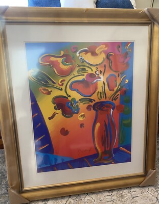 Peter Max Vase of Flowers Lithograph 28x22 2001 113/300