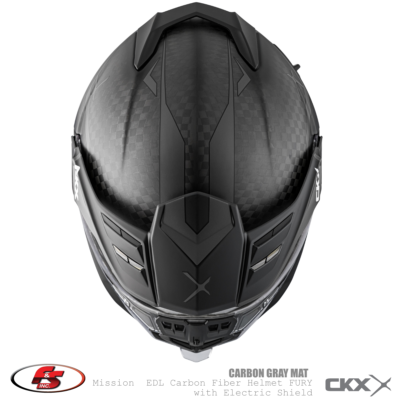 New CKX MISSION FURY CARBON FIBER Snowmobile Helmet Gray Mat w